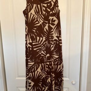 Natural Reflections Brown and Cream Midi Dress